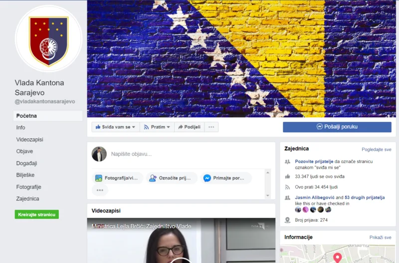 Facebook profil Vlade KS