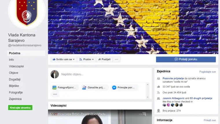 Facebook profil Vlade KS