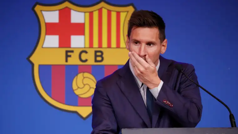 Lionel Messi holds an FC Barcelona press conference