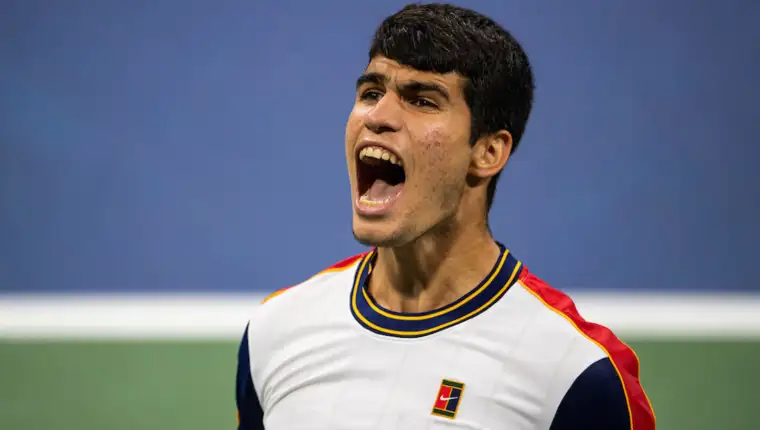CARLOS ALCARAZ (ESP)TENNIS - THE US OPEN 2021 - USTA BILLIE JEAN KING TENNIS CENTRE - FLUSHING MEADOWS - NEW YORK CITY - NEW YORK - USA - ATP - WTA - ITF - GRAND SLAM - OPEN - 2021