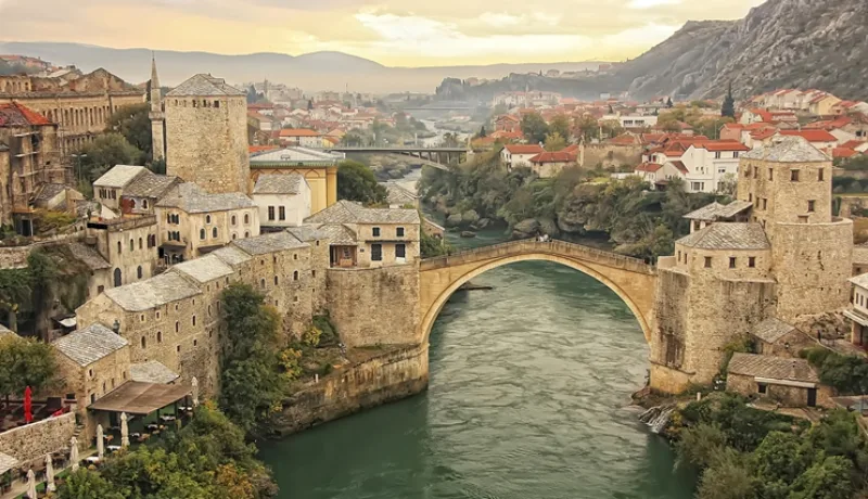 Town of Mostar with Stari Most, Bosnia and Hercegovina