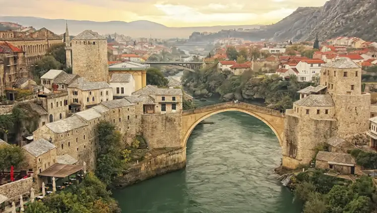 Town of Mostar with Stari Most, Bosnia and Hercegovina