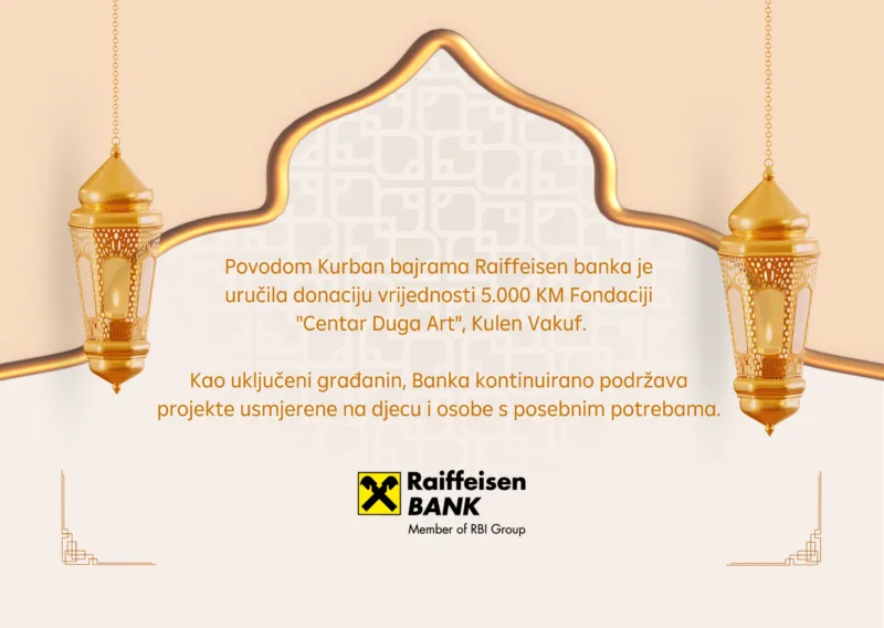 Donacija Raiffeisen banke povodom Kurban bajrama
