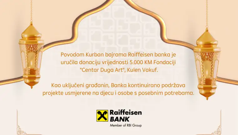 Donacija Raiffeisen banke povodom Kurban bajrama