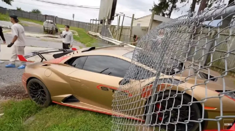 Dobre-brothers-crash-Huracan-STO-through-75-80-dragway-fence