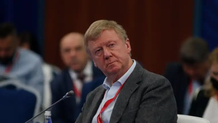 Saint Petersburg, Russia - 3 June 2021: St. Petersburg International Economic Forum 2021 (SPIEF 2021). Business programme. The Greater Eurasian Partnership in an Era of Technological Transformation. Anatoliy Chubais, Special Representative of the Presiden