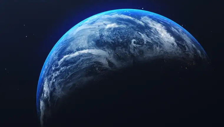 Close-Up Of Earth Against Blue Sky At Night