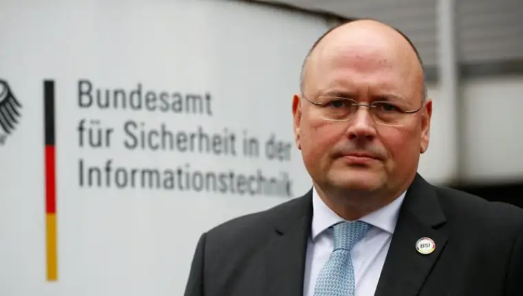 Schoenbohm, head of German cyber defence agency, BSI poses for a picture in Bonn