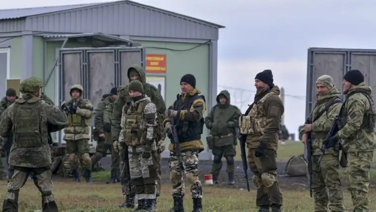Russian conscripted men attend military training in Rostov-on-Don