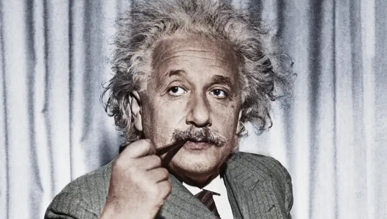 Albert Einstein Smoking Pipe at Table