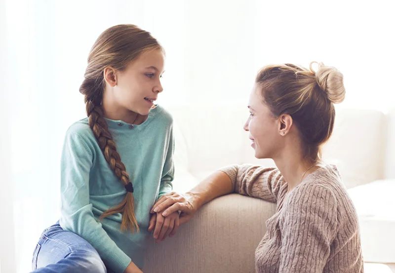 Mom,With,Her,Pre,Teen,Daughter,Hugging,,Positive,Feelings,,Good