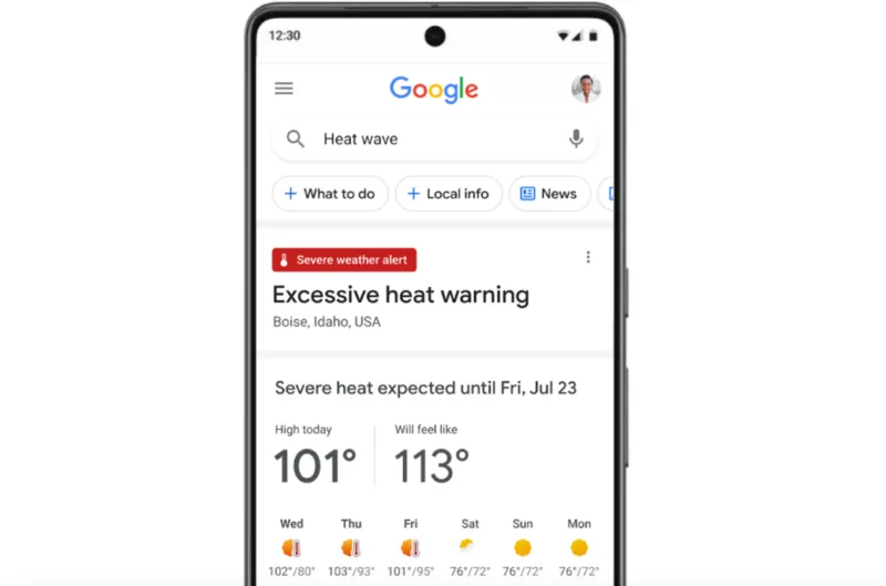 google temperature