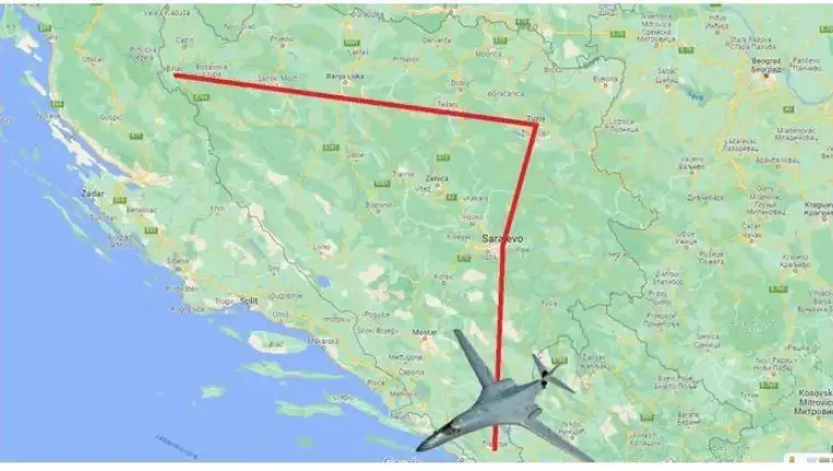 Američki bombarder, ruta kretanja