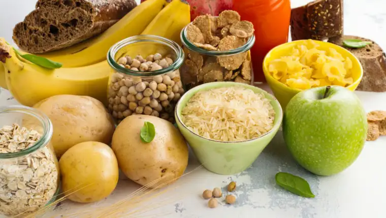 Assortment of products rich of carbohydrates