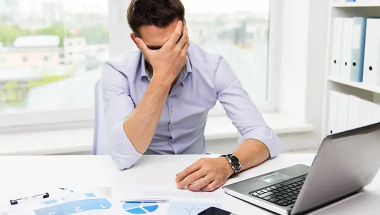 Business,,People,,Fail,,Paperwork,And,Technology,Concept,-,Businessman,With