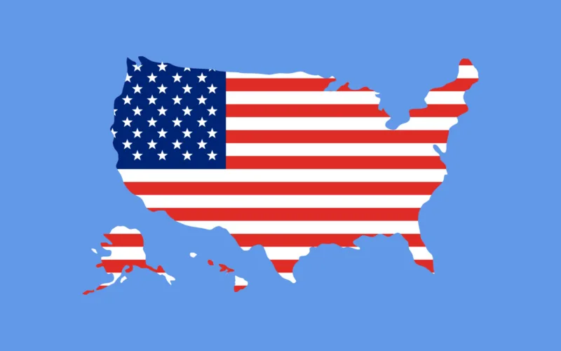 America continent with flag illustration