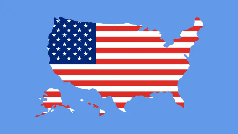 America continent with flag illustration