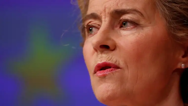 FILE PHOTO: EC President von der Leyen speaks on coronavirus disease (COVID-19) in Brussels
