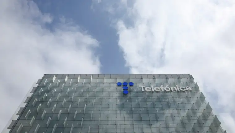 FILE PHOTO: The logo of Spanish Telecom company Telefonica is seen in Madrid