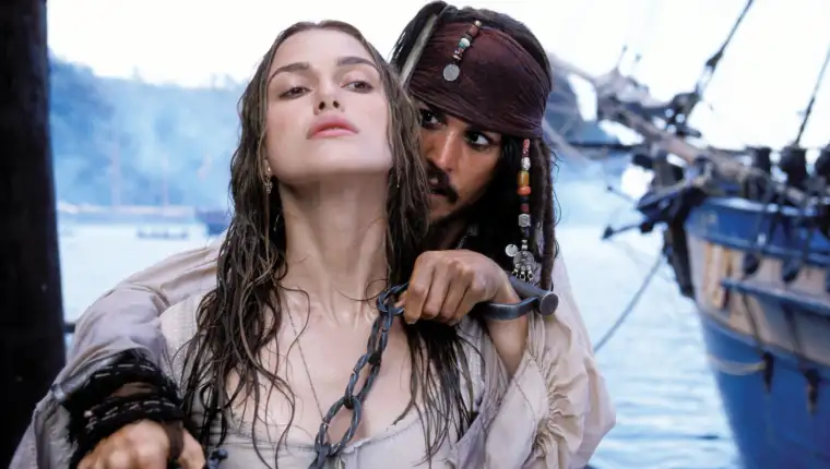 PIRATES OF THE CARIBBEAN, Keira Knightley, Johnny Depp, 2003, (c) Walt Disney/courtesy Everett Colle