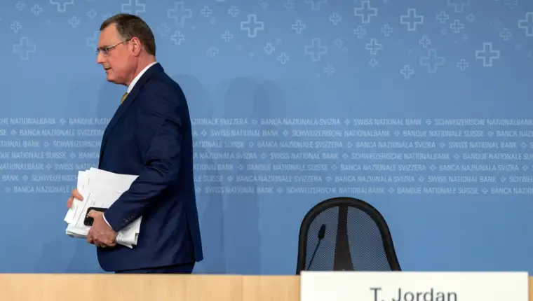 FILE PHOTO: Swiss National Bank (SNB) Chairman Jordan, leaves after a news conference in Bern