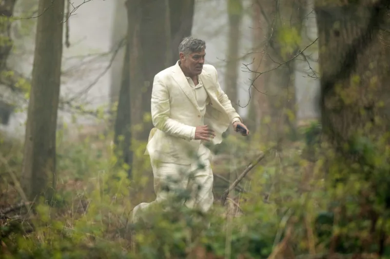 Excl - George Clooney is pictured filming scenes for ‘Jay Kelly’
