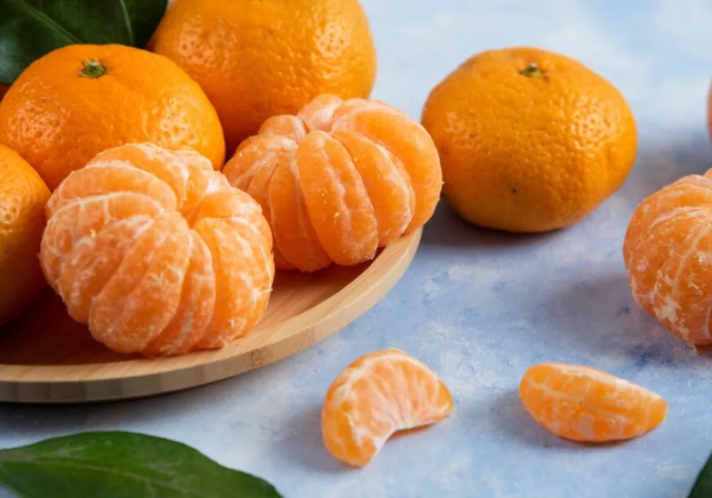 Close up photo of Fresh organic mandarins
