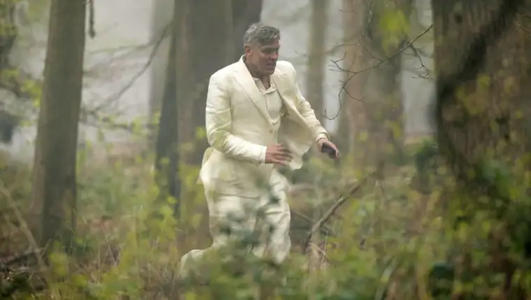 Excl - George Clooney is pictured filming scenes for ‘Jay Kelly’