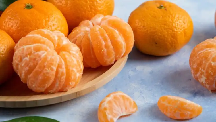 Close up photo of Fresh organic mandarins