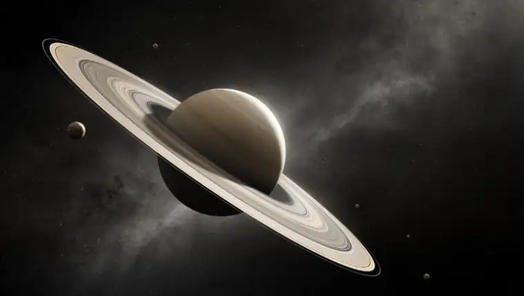 Planet,Saturn,In,Deep,Space,With,Major,Moons,According,To