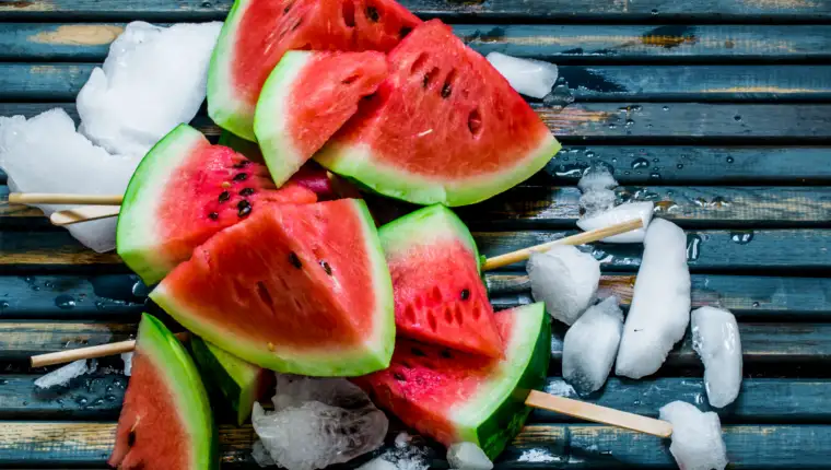 Delicious fresh watermelon. Ice cream with watermelons