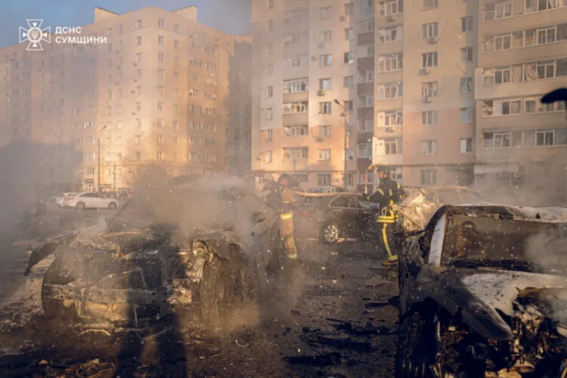 Aftermath of a Russian missile attack in Sumy