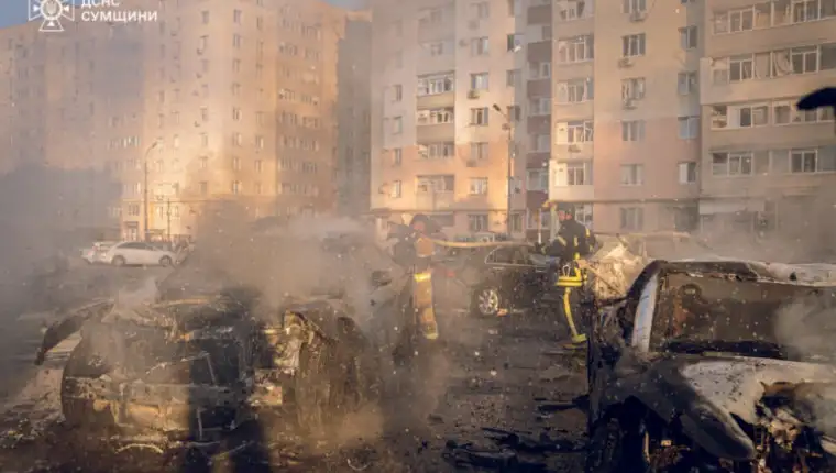 Aftermath of a Russian missile attack in Sumy