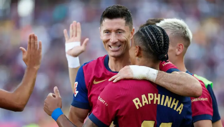 barcelona lewandowski raphinha olmo