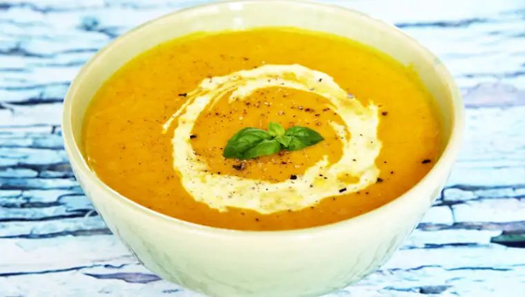 Bowl with pumpkin soup