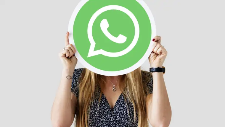 Woman holding a social network icon