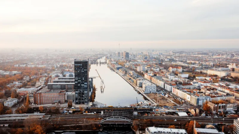 Aerial drone view of Berlin, Germany