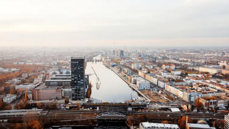 Aerial drone view of Berlin, Germany