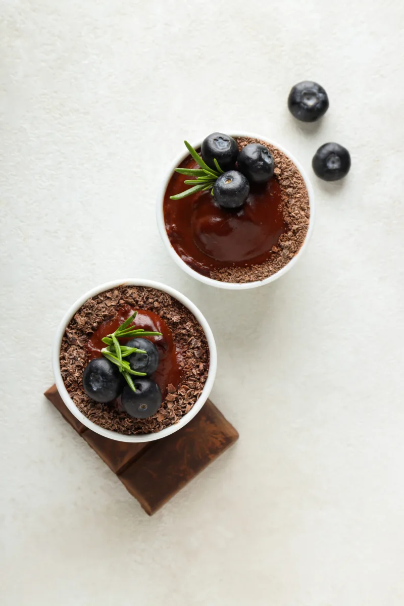 Concept of delicious and sweet food - chocolate mousse