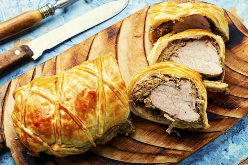 Wellington meat is a festive tenderloin dish.