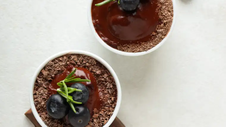 Concept of delicious and sweet food - chocolate mousse