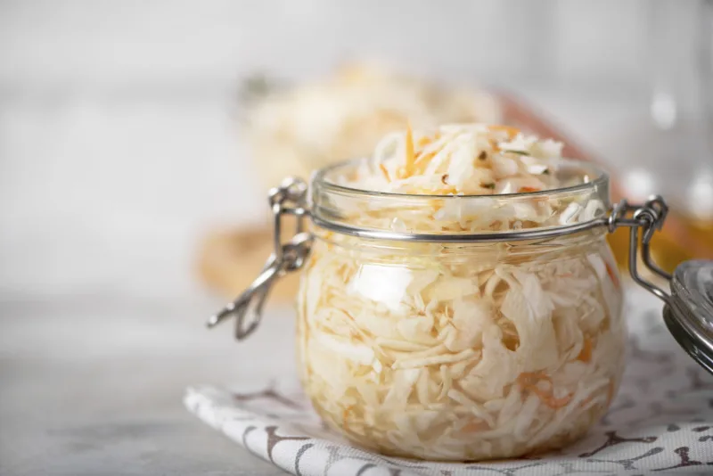 fermented cabbage with carrots, spices and seasonings