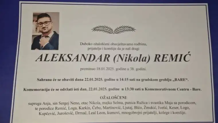 smrtovnica aleksandar remić