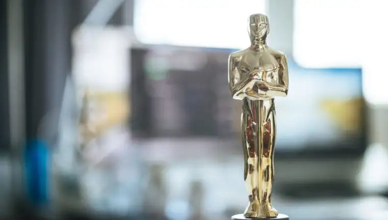 Oscar and film concept: Close up of Oscar trophy