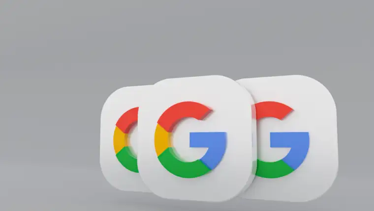 Google application logo 3d rendering on gray background