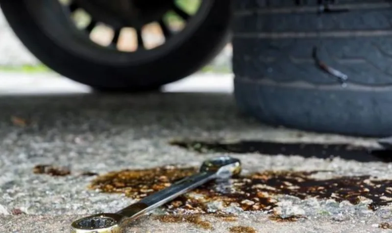 oil stains beneath the car