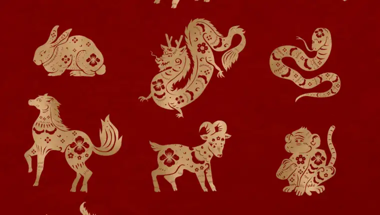 Chinese New Year animals vector gold animal zodiac sign stickers