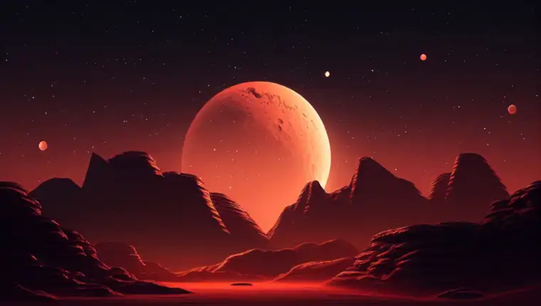 Mars in sky at night background asset game 2D futuristic generat