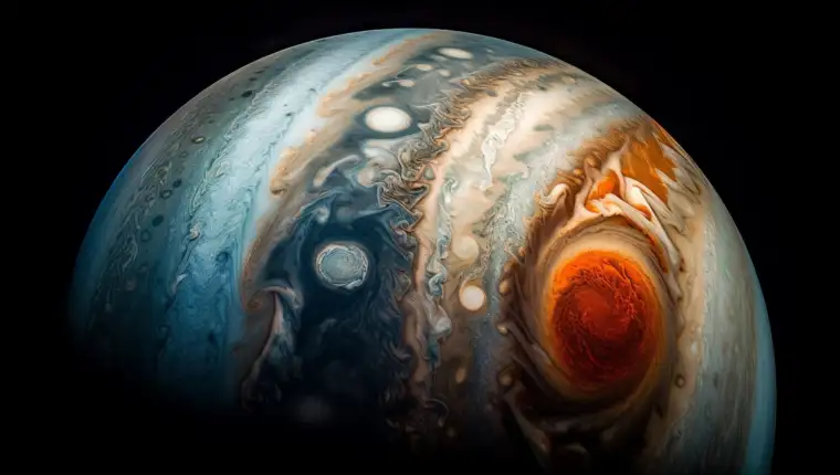 Futuristic planet orbits galaxy, animals thrive in space generated by AI