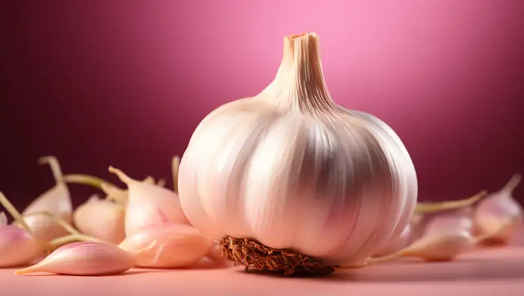 Fresh garlic clove, healthy seasoning for gourmet vegetarian meals generated by AI
